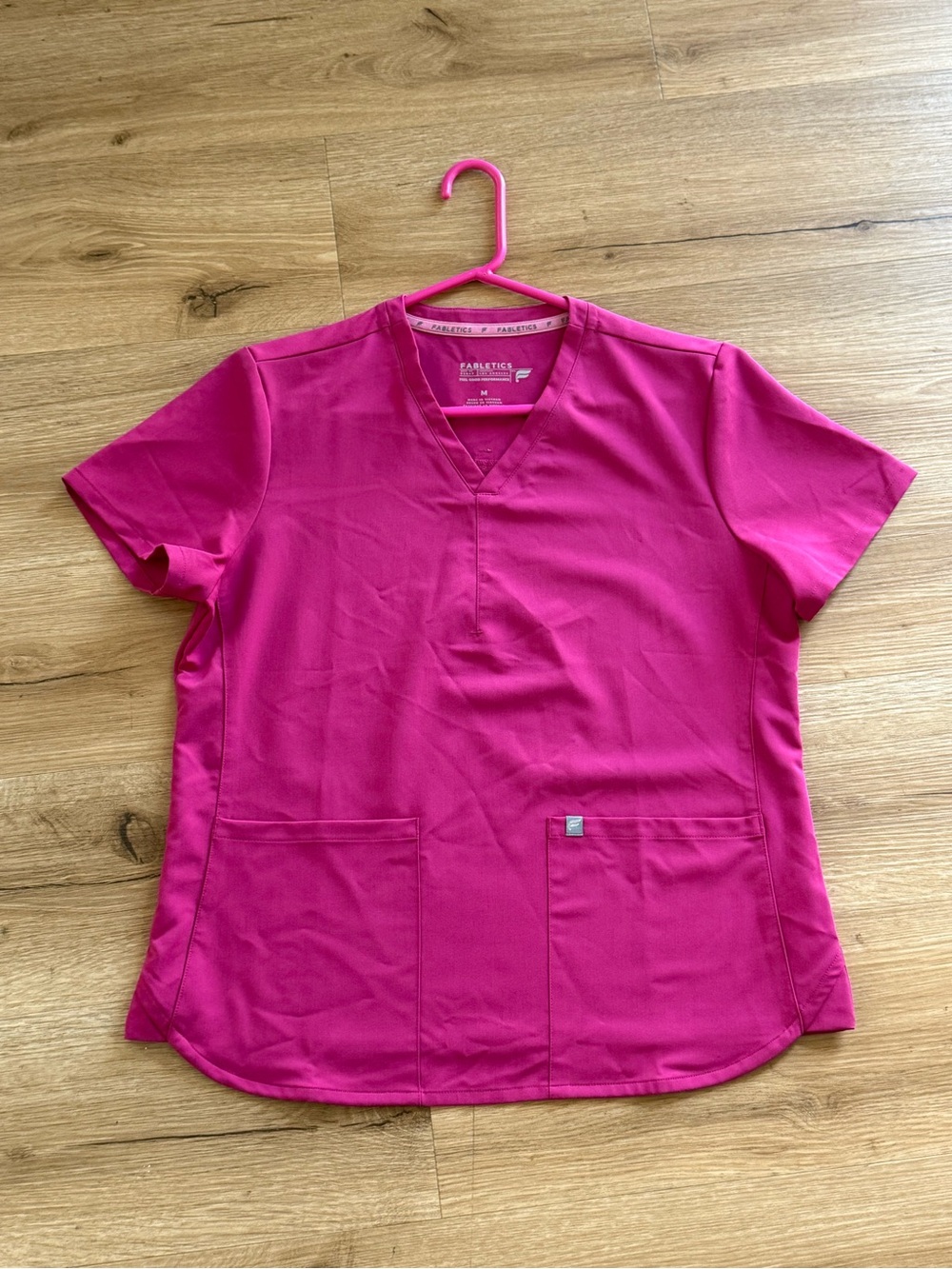 Fabletics Women's Magenta V-Neck Scrub Top- Medium